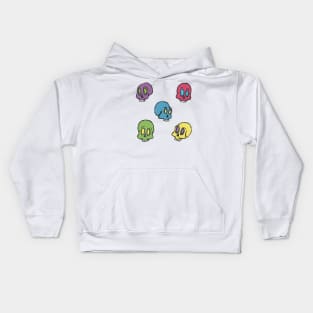 Skulls Color.  Purple, muted red, blue, green and yellow Kids Hoodie